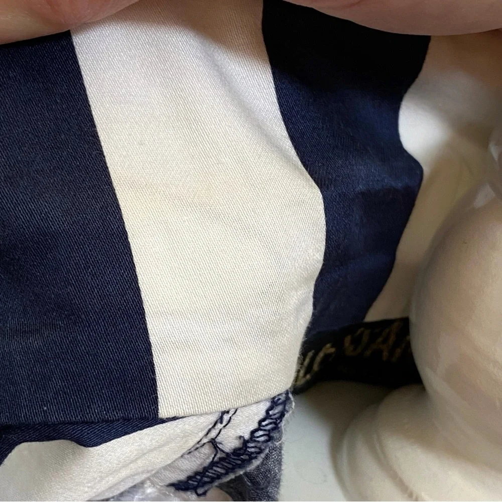 Vintage ALESSANDRINI blue white stripe nautical button ballon sleeve jacket top - Picture 12 of 13